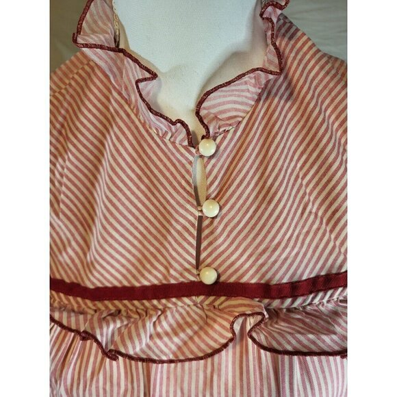 VTG  Sun Babies Liberty House Honolulu Hawaii Long Red Stripe MuuMuu  Small Size - Picture 3 of 8